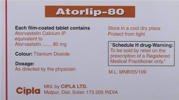 Atorlip 80Mg Strip Of 7 Tablets