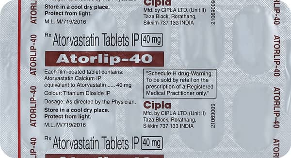 Atorlip 40mg Strip Of 10 Tablets