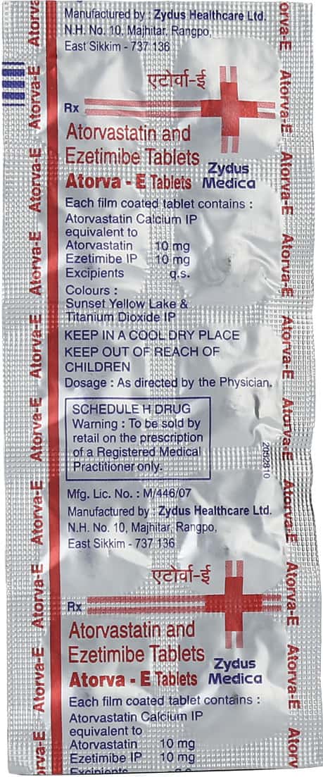 Atorva E Strip Of 10 Tablets: Uses, Side Effects, Price & Dosage ...