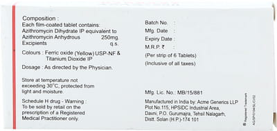 Azax 250mg Strip Of 6 Tablets