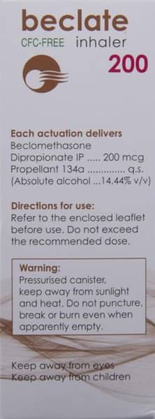 Beclate 200mcg Box Of 200md Metered Dose Inhaler