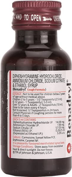 Benadryl Cough Formula Bottle Of 50ml Syrup