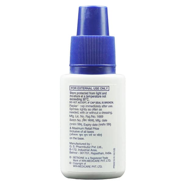 Betadine 5% Bottle Of 10Gm Microbicidal Sprinkling Powder