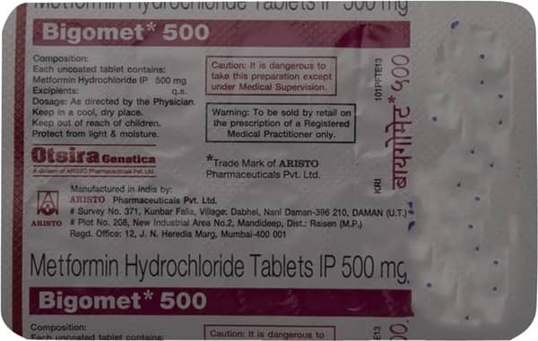 Bigomet 500mg Strip Of 10 Tablets