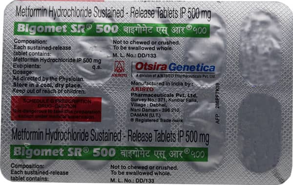 Bigomet Sr 500Mg Strip Of 10 Tablets