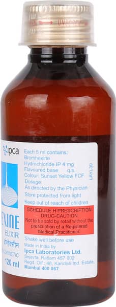 Bromhexine 4mg Bottle Of 120ml Elixir