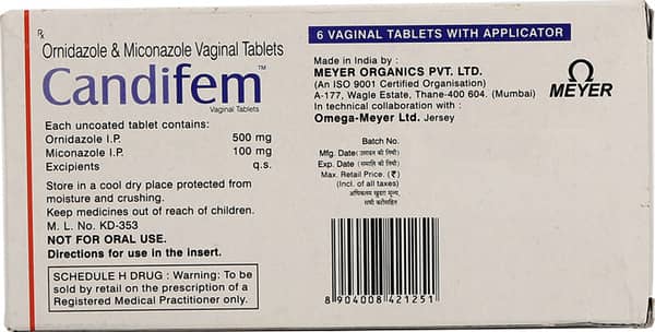 Candifem Strip Of 6 Vaginal Tablets