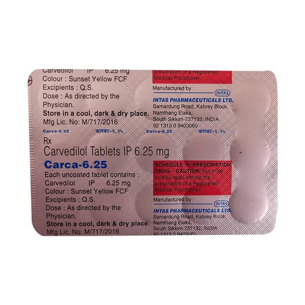 Carca 6.25mg Strip Of 10 Tablets