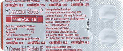 कार्डिवास 3.125एमजी 10 टैबलेट्स की स्ट्रिप