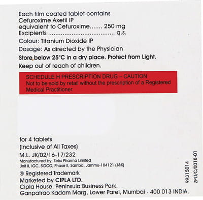 Cefasyn 250mg Strip Of 4 Tablets