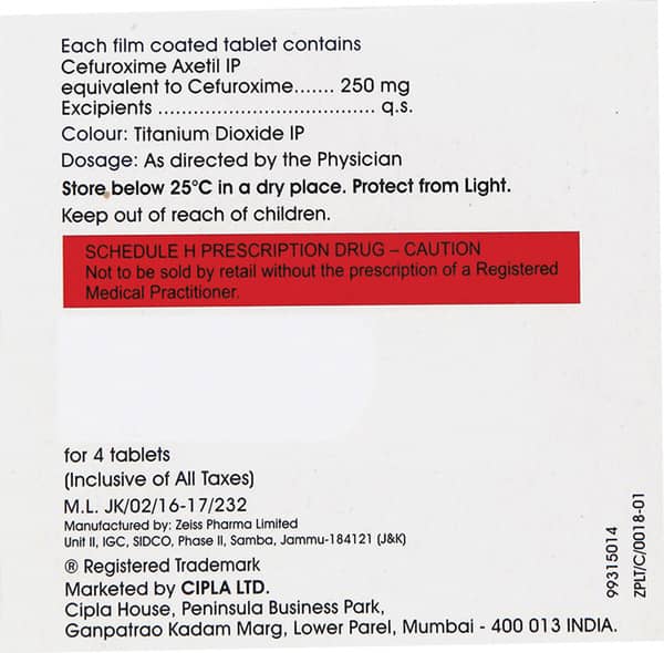 Cefasyn 250mg Strip Of 4 Tablets