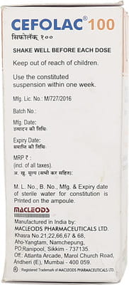 Cefolac 100mg Bottle Of 30ml Suspension