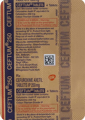 Ceftum 250mg Strip Of 4 Tablets