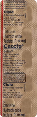 Cetcip 10mg Strip Of 10 Tablets