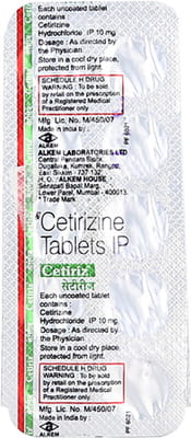 Cetiriz 10mg Strip Of 10 Tablets