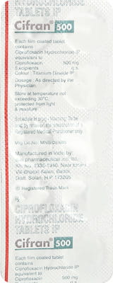 Cifran 500mg Strip Of 10 Tablets