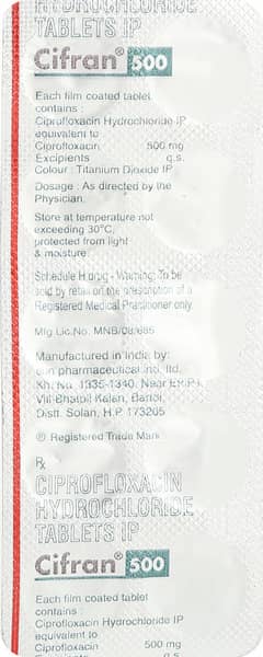 Cifran 500Mg Strip Of 10 Tablets