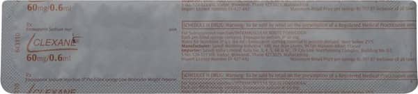 क्लेक्सेन 60MG/0.6ml इन्जेक्शन 2x0.6ml के लिए सॉल्यूशन