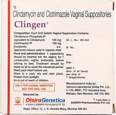 Clingen Strip Of 7 Vaginal Suppository
