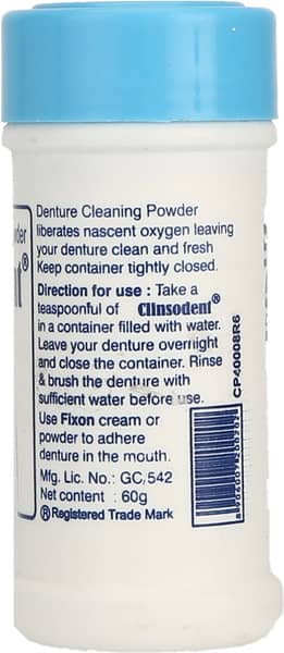 Clinsodent Bottle Of 60gm Denture Cleaning Powder