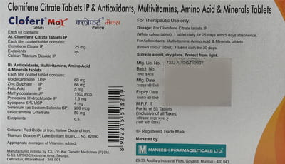 Clofert Max Strip Of 55 Combikit Tablets