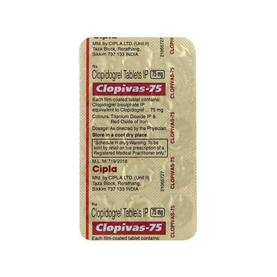 Clopivas 75mg Strip Of 15 Tablets