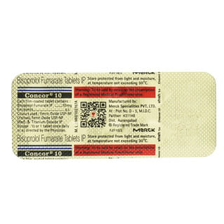 Concor 10Mg Strip Of 10 Tablets