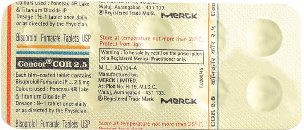 Concor Cor 2.5Mg Strip Of 10 Tablets