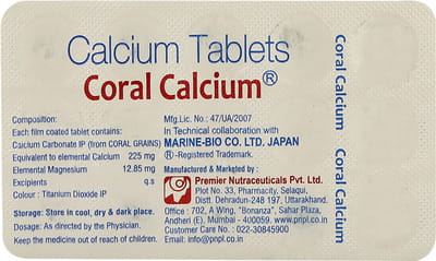 Coral Calcium 225mg Strip Of 10 Tablets