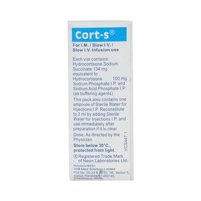 Cort S 100mg Dry Vial Of 1 Powder For Injection
