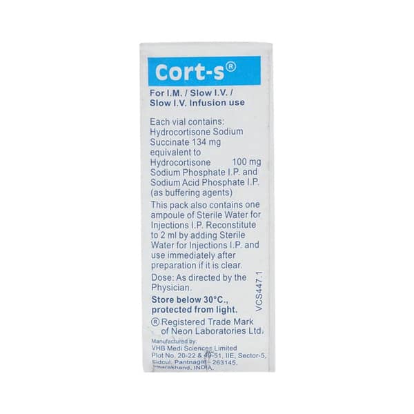 Cort S 100mg Dry Vial Of 1 Powder For Injection