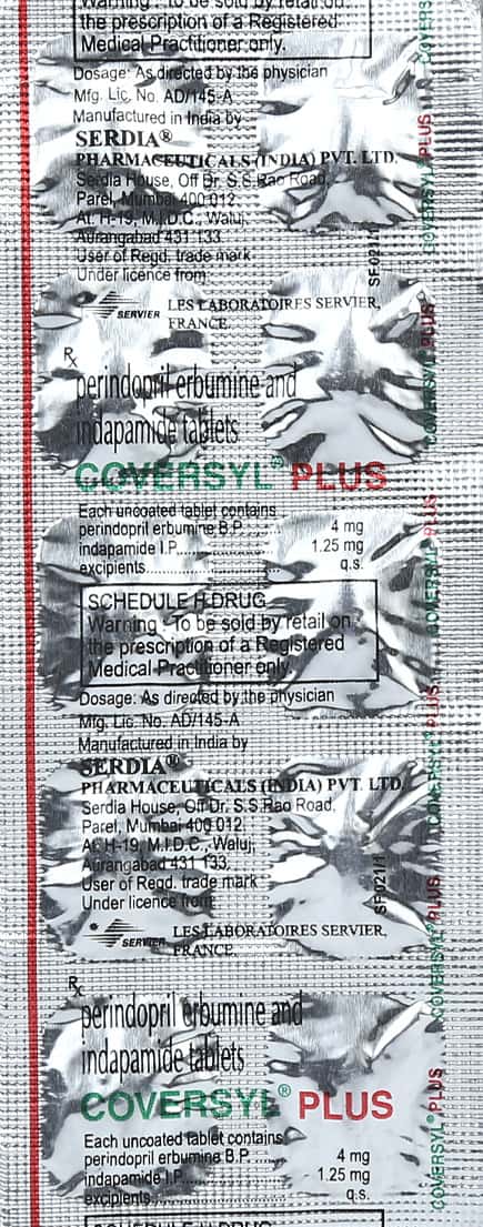 Coversyl Plus Strip Of 10 Tablets: Uses, Side Effects, Price & Dosage ...