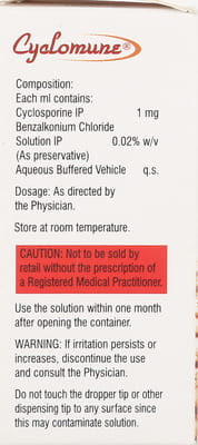 Cyclomune 0.1% Bottle Of 3ml Eye Drops