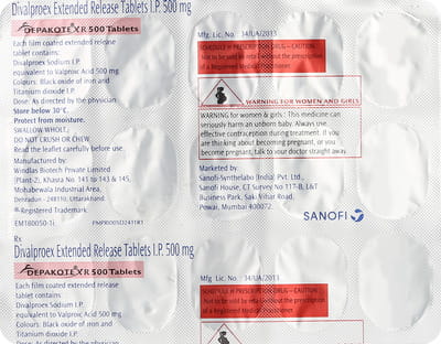 Depakote Xr 500mg Strip Of 15 Tablets