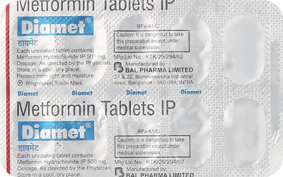 Diamet 500mg Strip Of 10 Tablets
