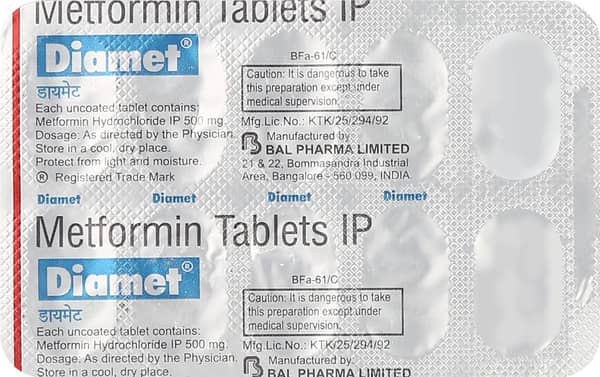 Diamet 500Mg Strip Of 10 Tablets
