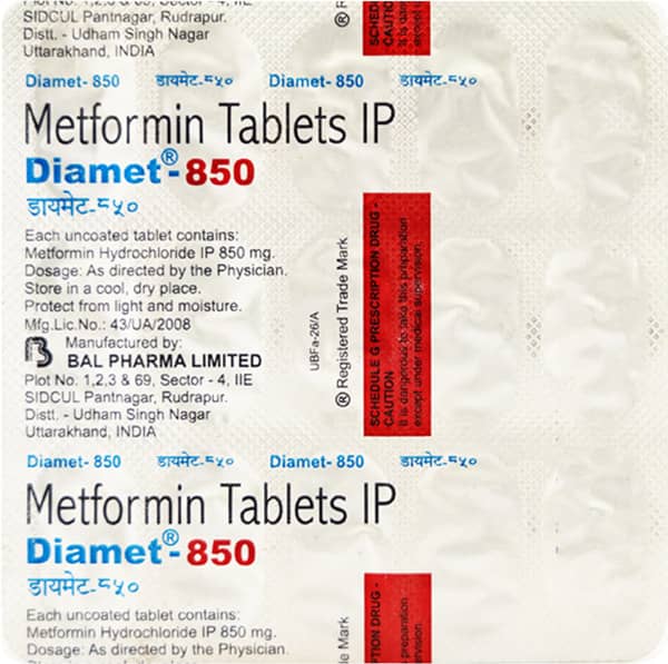 Diamet 850Mg Strip Of 15 Tablets