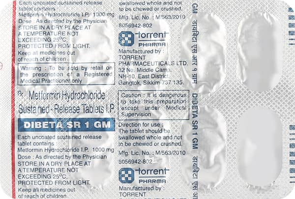 Dibeta Sr 1Gm Strip Of 10 Tablets