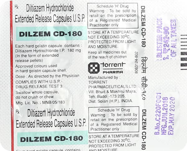 Dilzem Cd 180mg Strip Of 10 Capsules
