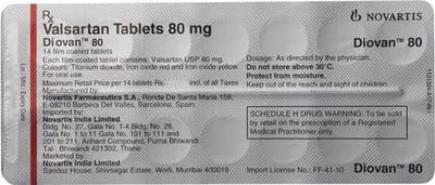 Diovan 80mg Strip Of 14 Tablets
