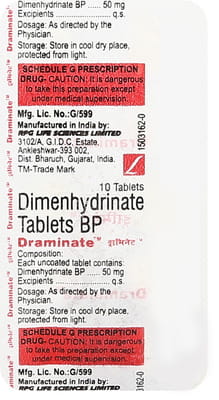 Draminate 50mg Strip Of 10 Tablets