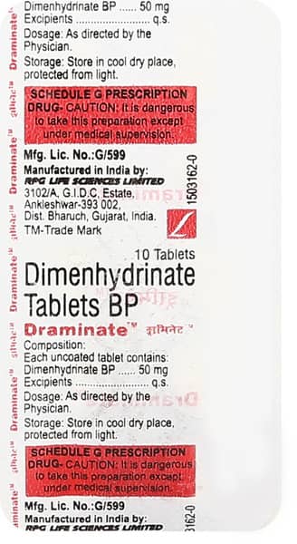 Draminate 50mg Strip Of 10 Tablets
