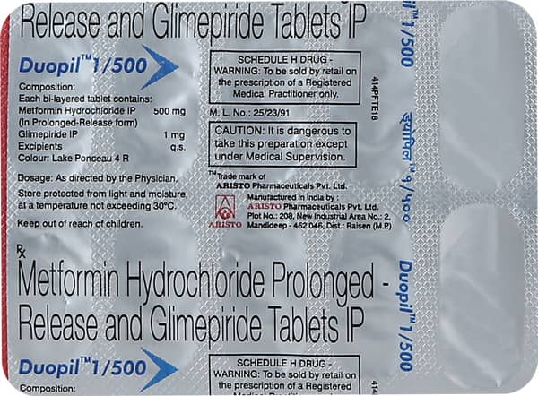 Duopil 1/500mg Strip Of 10 Tablets