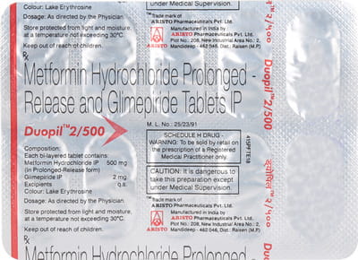 Duopil 2/500mg Strip Of 10 Tablets