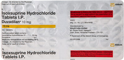 Duvadilan 10mg Strip Of 50 Tablets