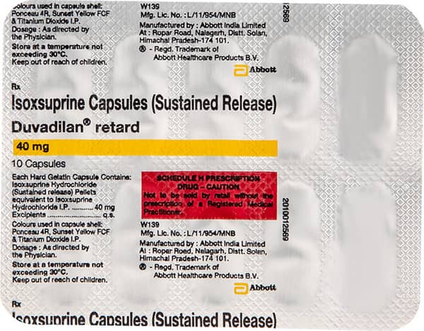 Duvadilan Retard 40mg Strip Of 10 Capsules