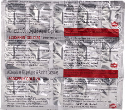 Ecosprin Gold 20mg Strip Of 15 Capsules