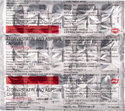 Ecosprin Av 75mg Strip Of 15 Capsules