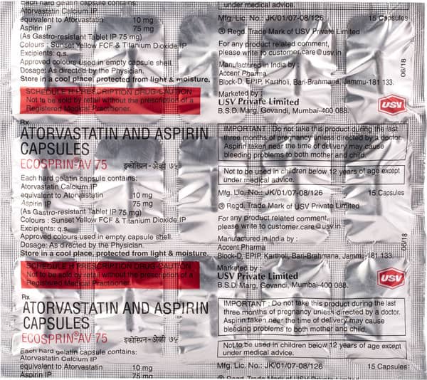 Ecosprin Av 75Mg Strip Of 15 Capsules