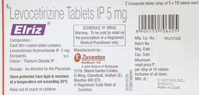 Elriz 5mg Strip Of 10 Tablets